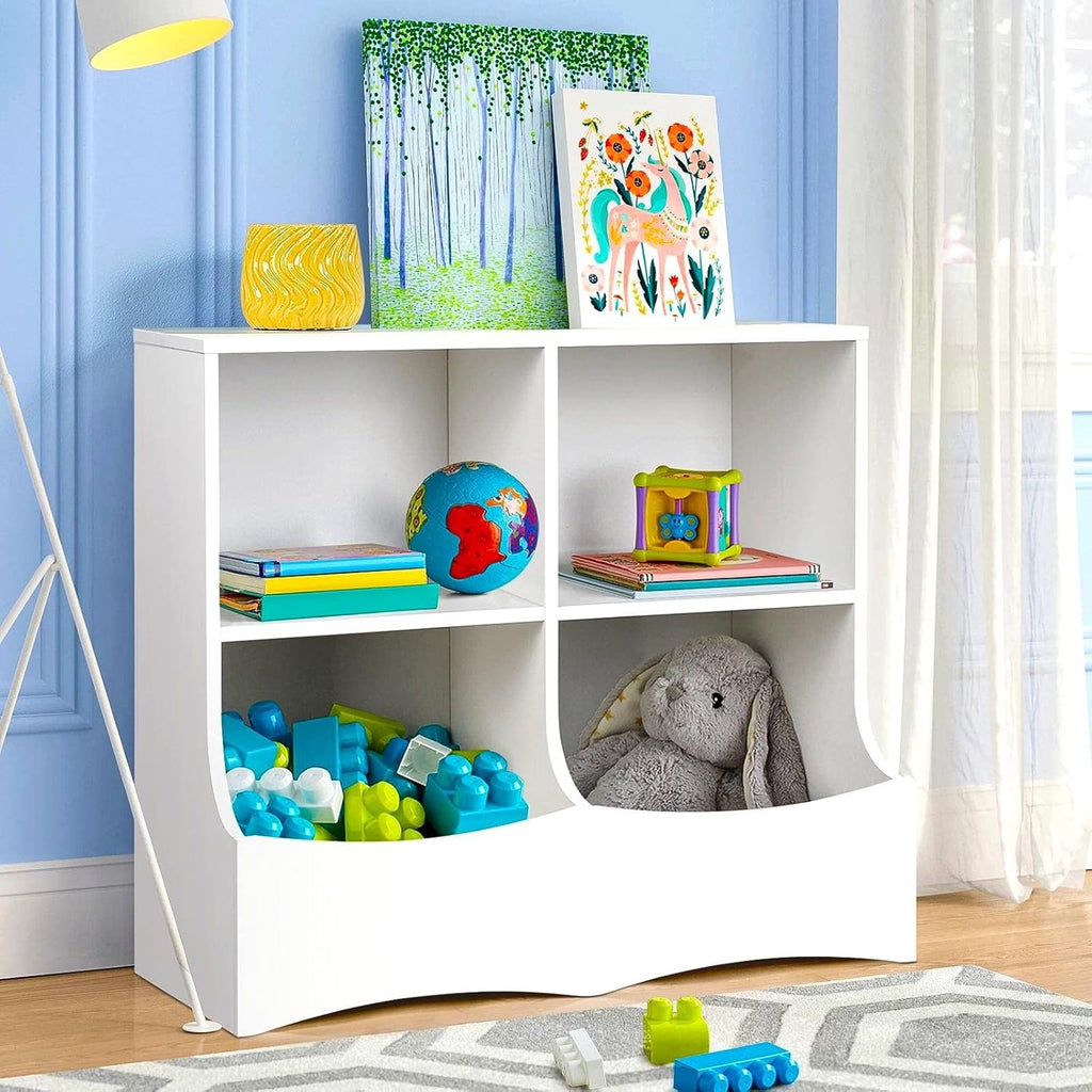 4 Cubby Toy Storage Cabinet with Bookshelf W15293