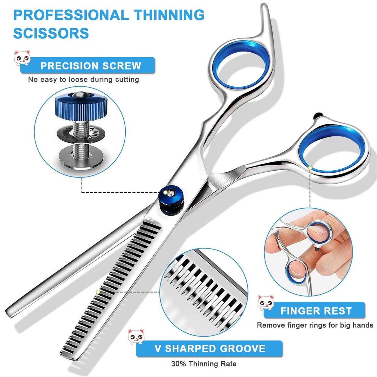 6 in 1 Dog Grooming Scissors Stainless Steel F592691