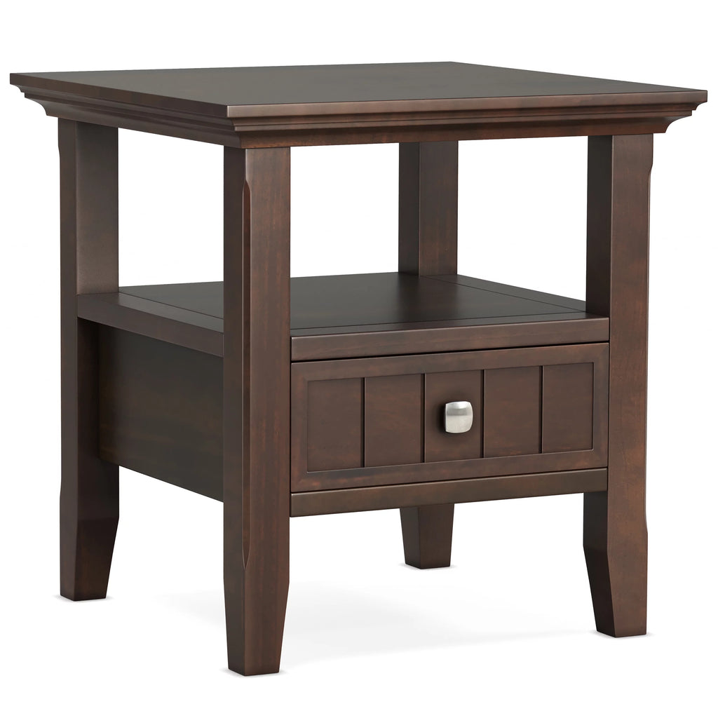 Solid Wood 19 inch Square End Table with Drawer E8920
