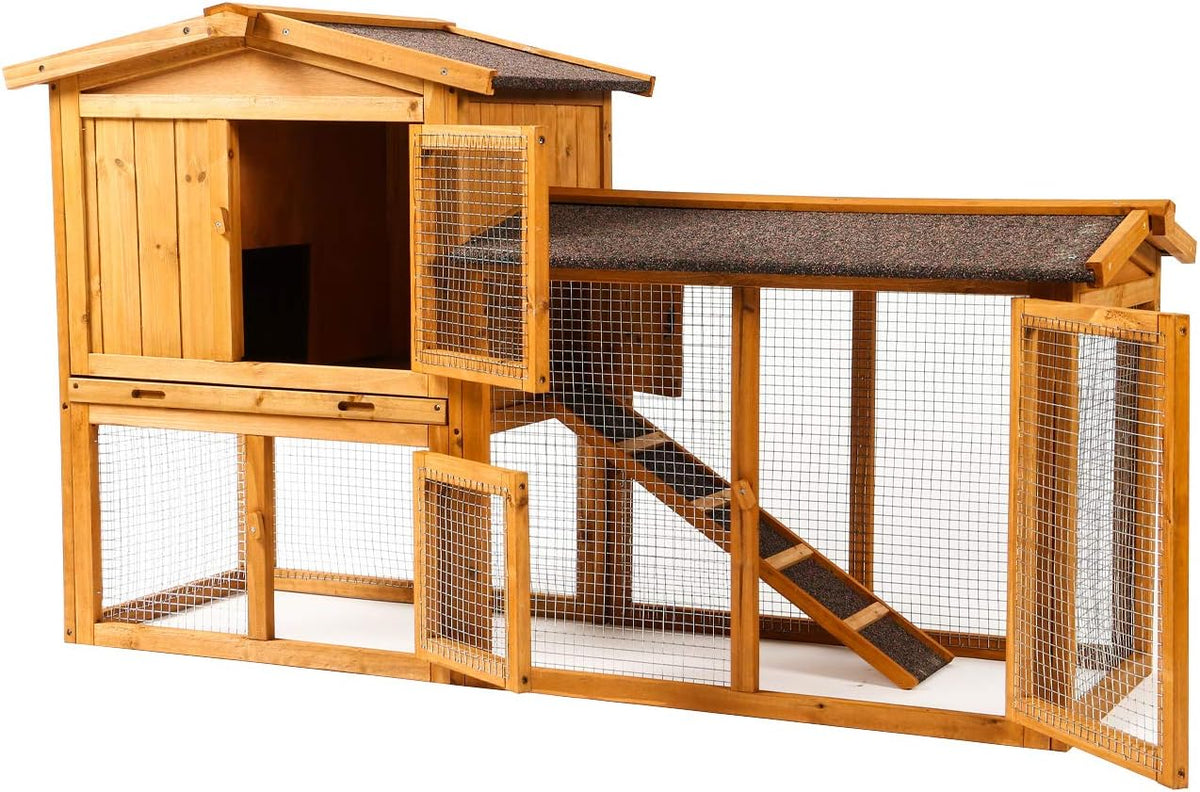 Large Wooden Outdoor Chicken Coop with Removable Tray & Ramp A715332