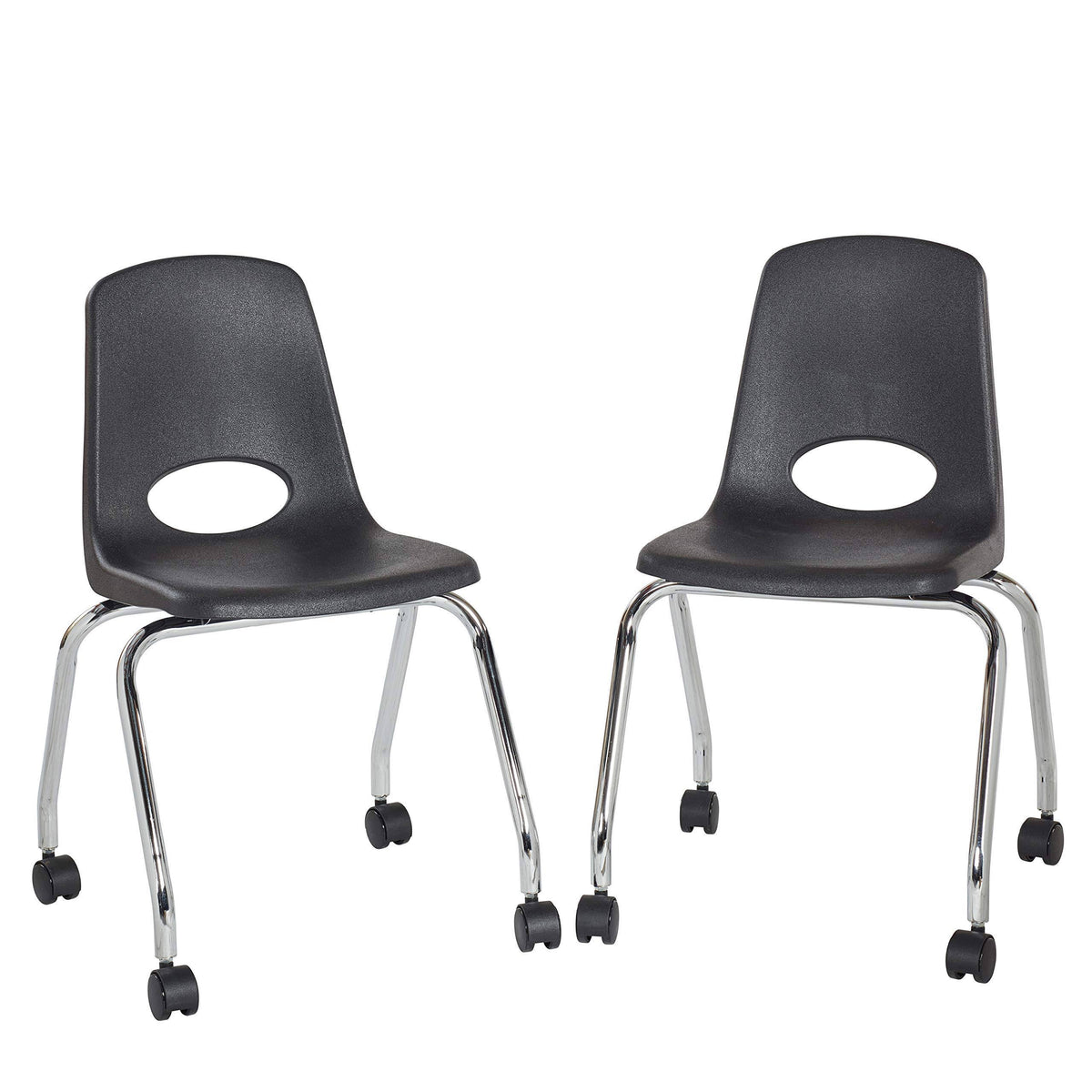 Black 18in Mobile Chair with Casters, 2-Pack O9883