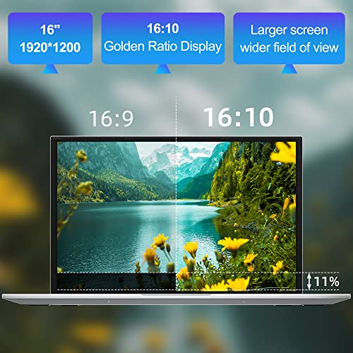 16 Inch Laptop, 16GB DDR4 512GB SSD, Quad Core N CPU, FHD IPS 1920x1200 Display W4817