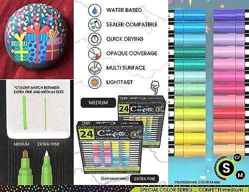 24 Neon Fluorescent Acrylic Paint Pens Markers Set 0.7mm Extra Fine Tip Non Toxic Waterbased G14982
