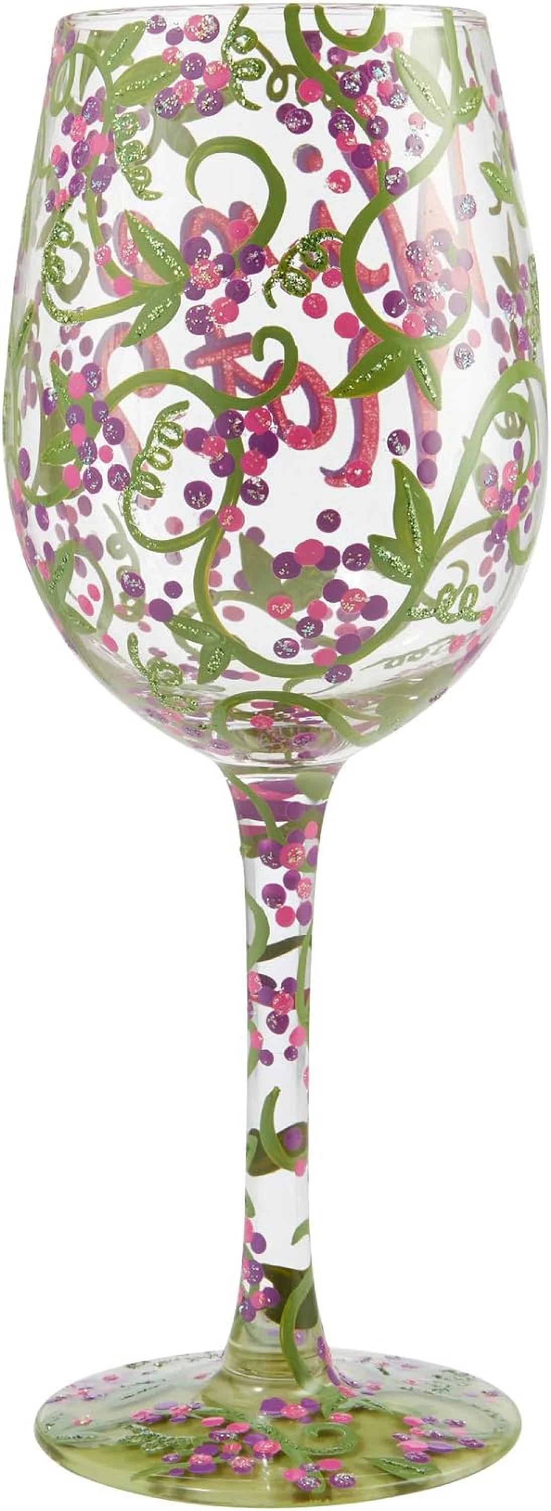 Hand-Painted Artisan Wine Glass, 1 Count, Multicolor H8682