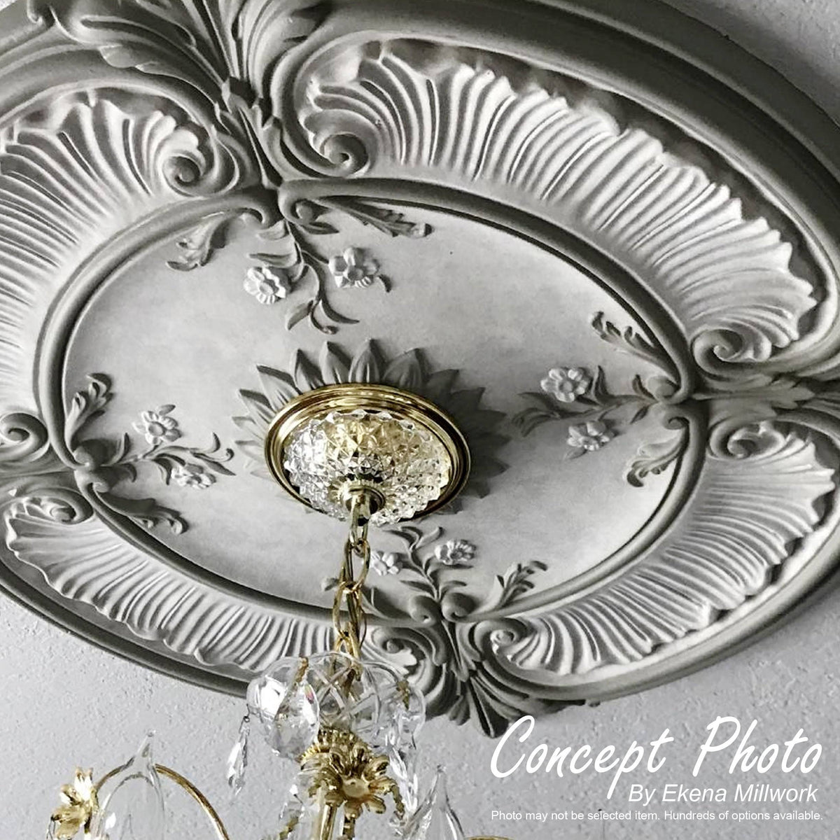 20 1/8 inchod x 3 7/8 inchid x 1 7/8 inchp Hand-Painted Ceiling Medallion Z57429