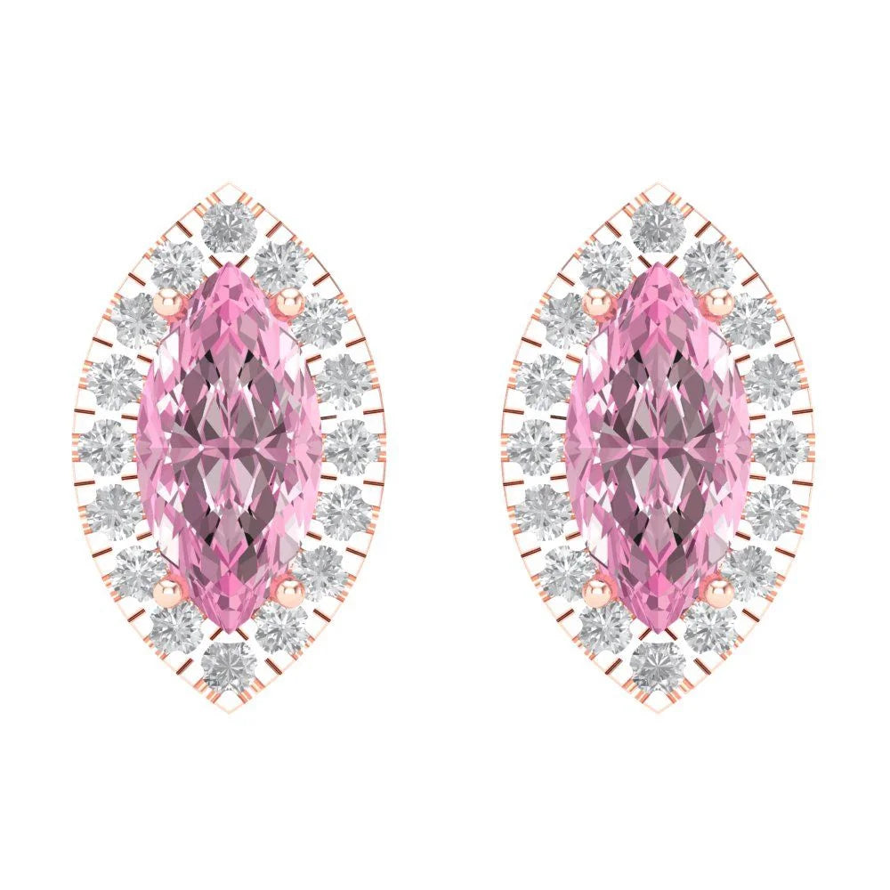 Rose Gold Halo Stud Earrings with Screw Back X1906