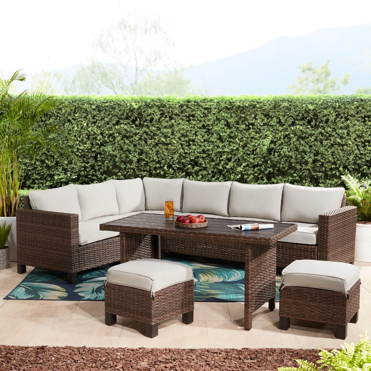 5-Piece Wicker Sectional Dining Set K42653