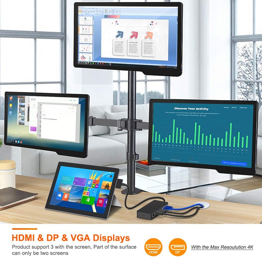 Surface Pro Dock with Gigabit Ethernet, 4K HDMI, 3xUSB 3.0, USB C, SD/TF Card Slot G9584