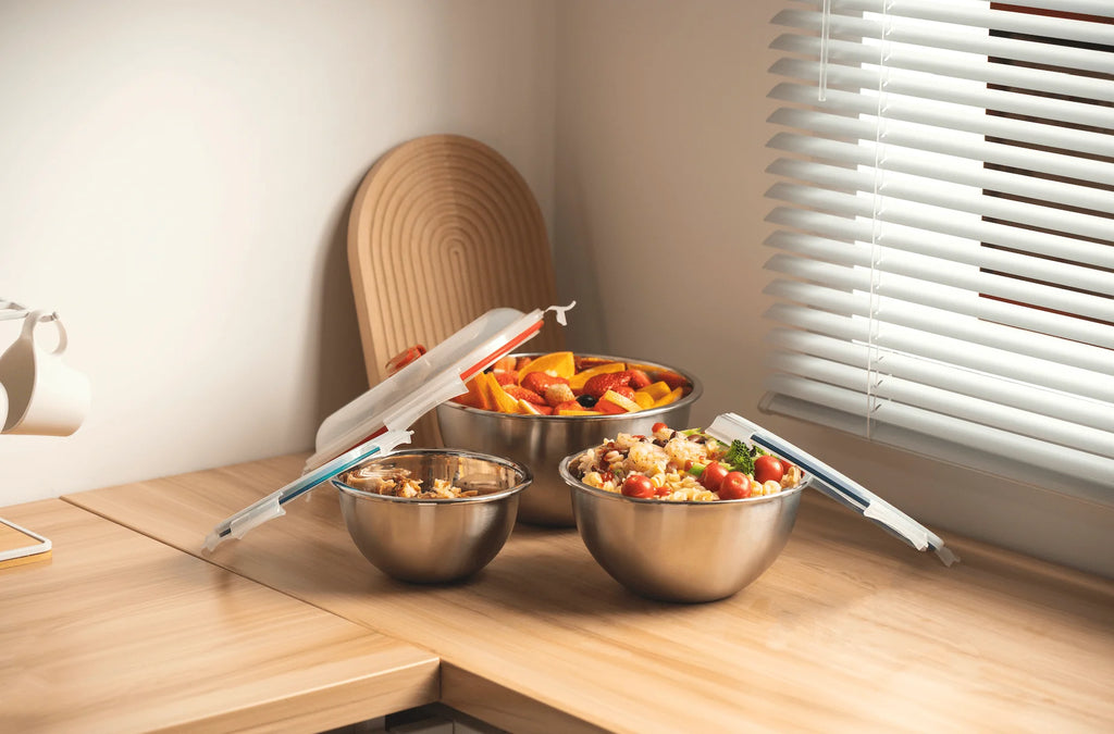 3-Piece Stainless Steel Mixing Bowl Set with Lids W849624