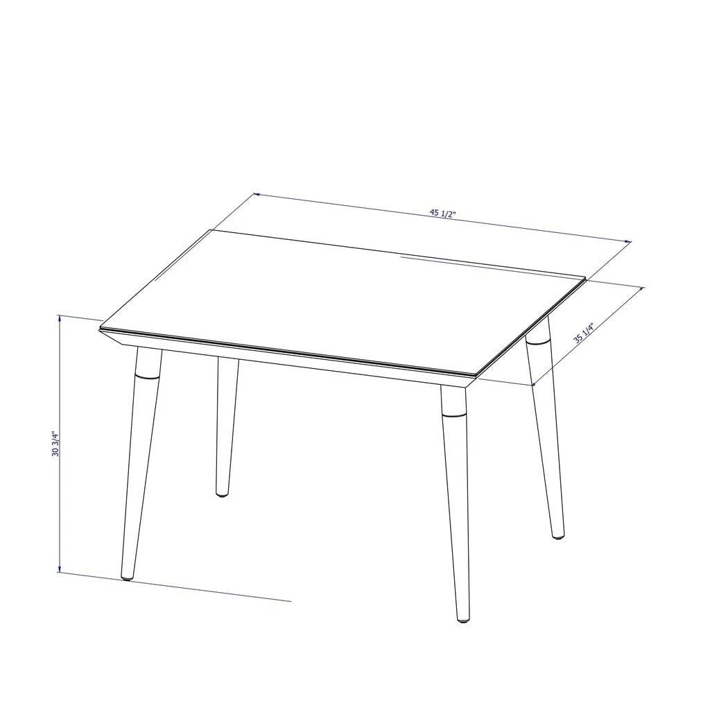 Off White and Maple Cream Rectangular Dining Table with Glass Top D6906