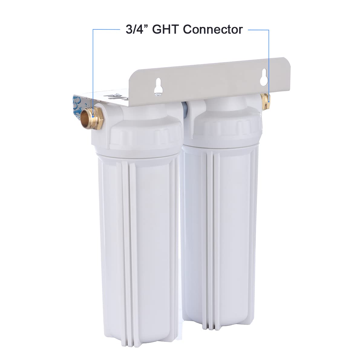 External RV Dual Water Filter System with 3/4 GHT Adapter and Two Filters N509117
