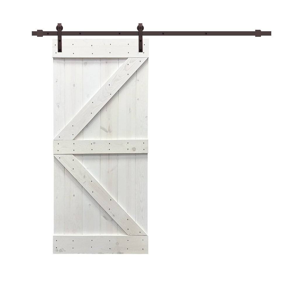Walnut Stained Wood Interior Sliding Barn Door with Hardware Kit S55236