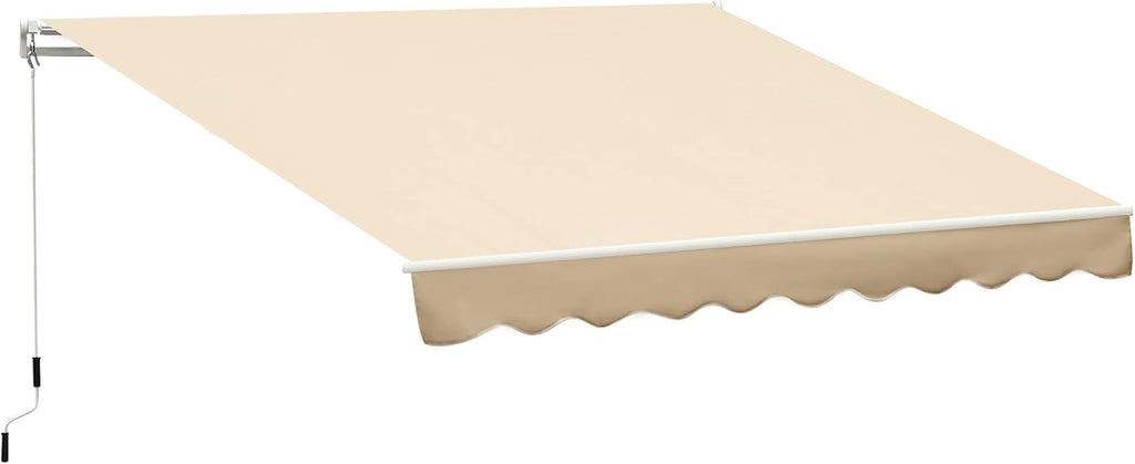 10' x 8' Manual Retractable Awning with UV Protection, Red Stripe F601