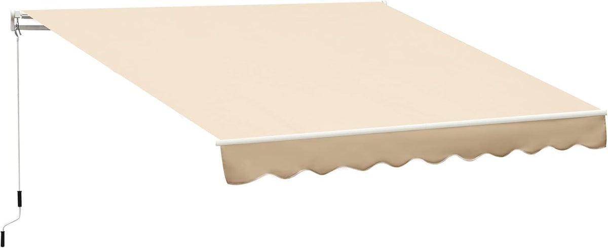 10' x 8' Manual Retractable Awning with UV Protection, Red Stripe F601