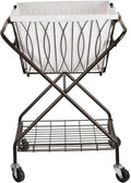 Collapsible Metal Laundry Cart with Removable Basket & Canvas Bag, Antique Black V883