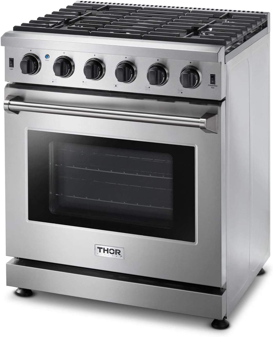 30 Inch Stainless Steel Gas Range with 5 Sealed Burners, 4.5 cu. ft. Oven, Storage Drawer, Cast Iron Grate X50193