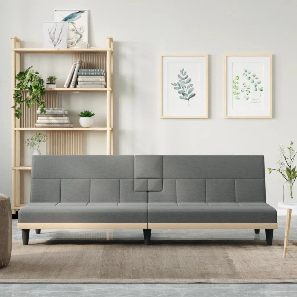 Dark Gray Fabric Sofa Bed with Cup Holders R335351