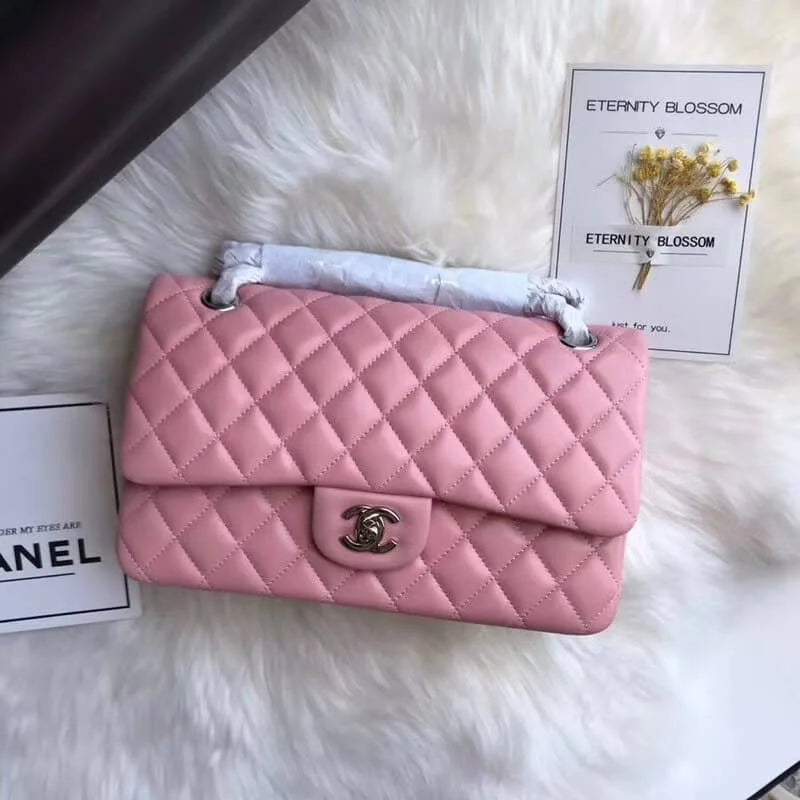 Pink Lambskin Leather Flap Bag P229521