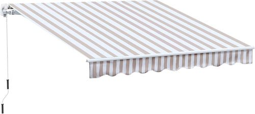 10' x 8' Manual Retractable Awning with UV Protection, Red Stripe F601