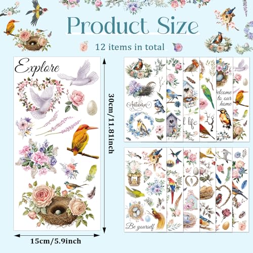 12 Sheets Rub on Transfers, 11.9 x 5.9 Inch A976