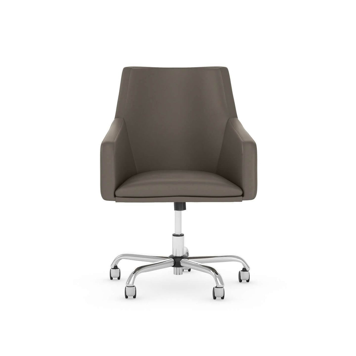 Washed Gray Leather Box Chair X23705