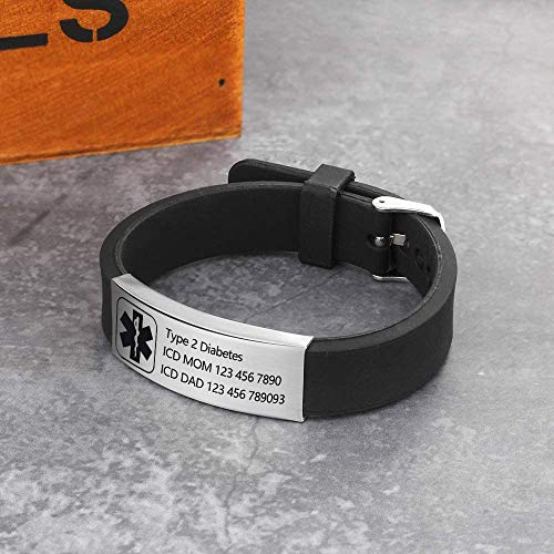 Silicone Adjustable Medical Alert Bracelets B556753
