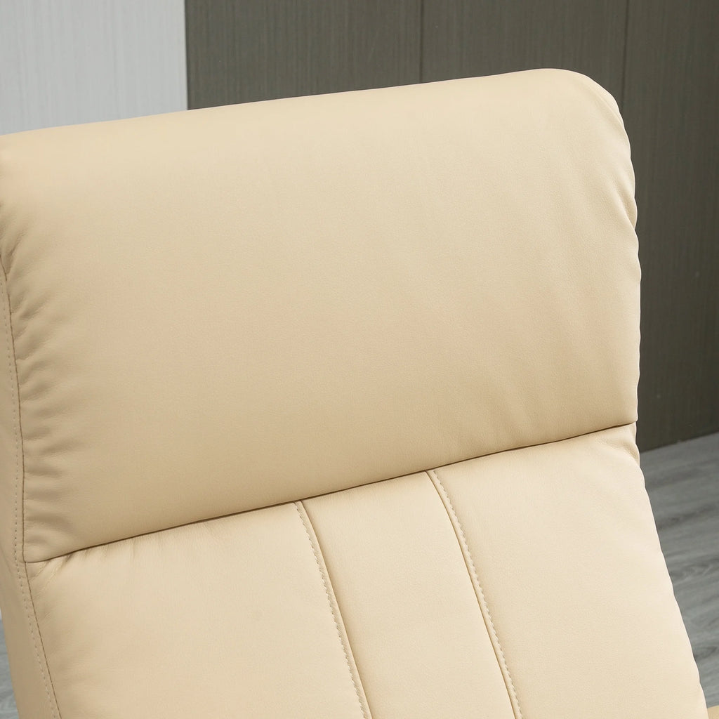 Beige Electric Faux Leather Recliner Chair with Ottoman B394