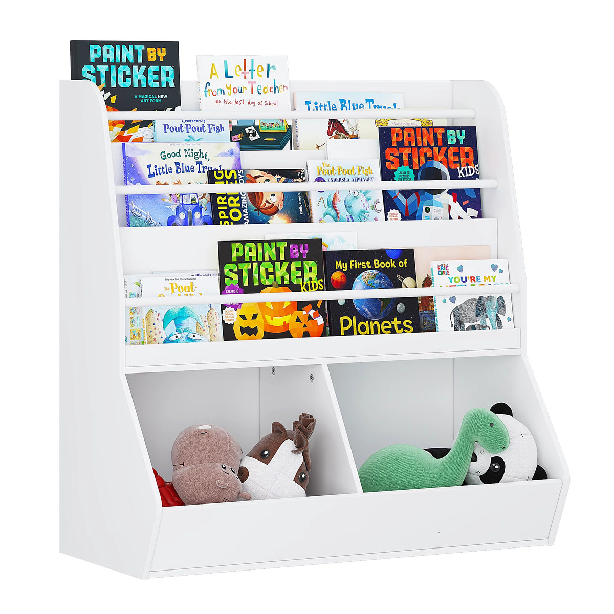White Wooden Kids Bookshelf and Toy Storage Cabinet W78317