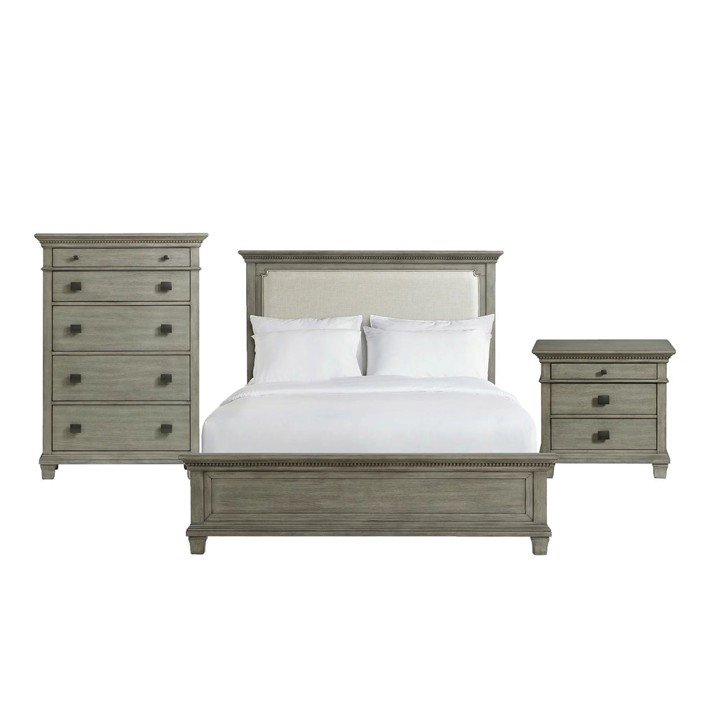 King Panel 3PC Bedroom Set in Grey R7380