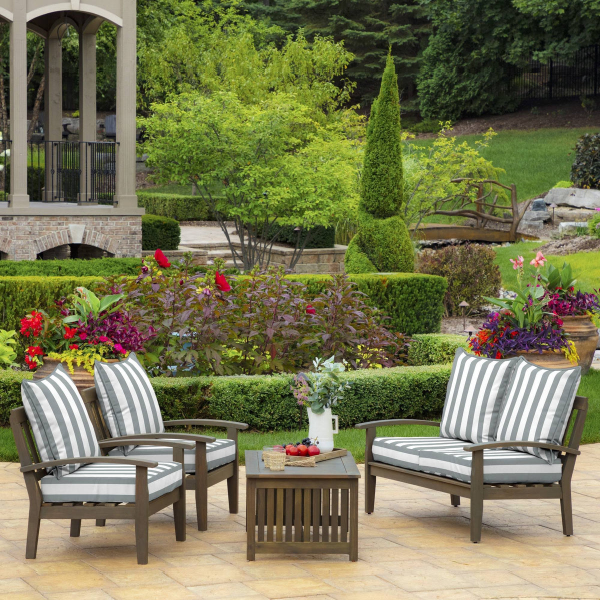 Cabana Stripe Outdoor Deep Seat Set O183849