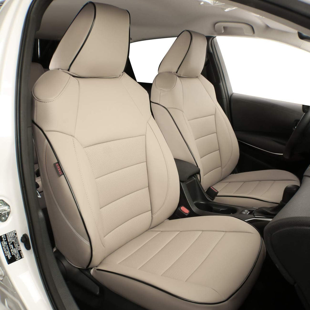 Black with Red Piping Leatherette Car Seat Covers F69536