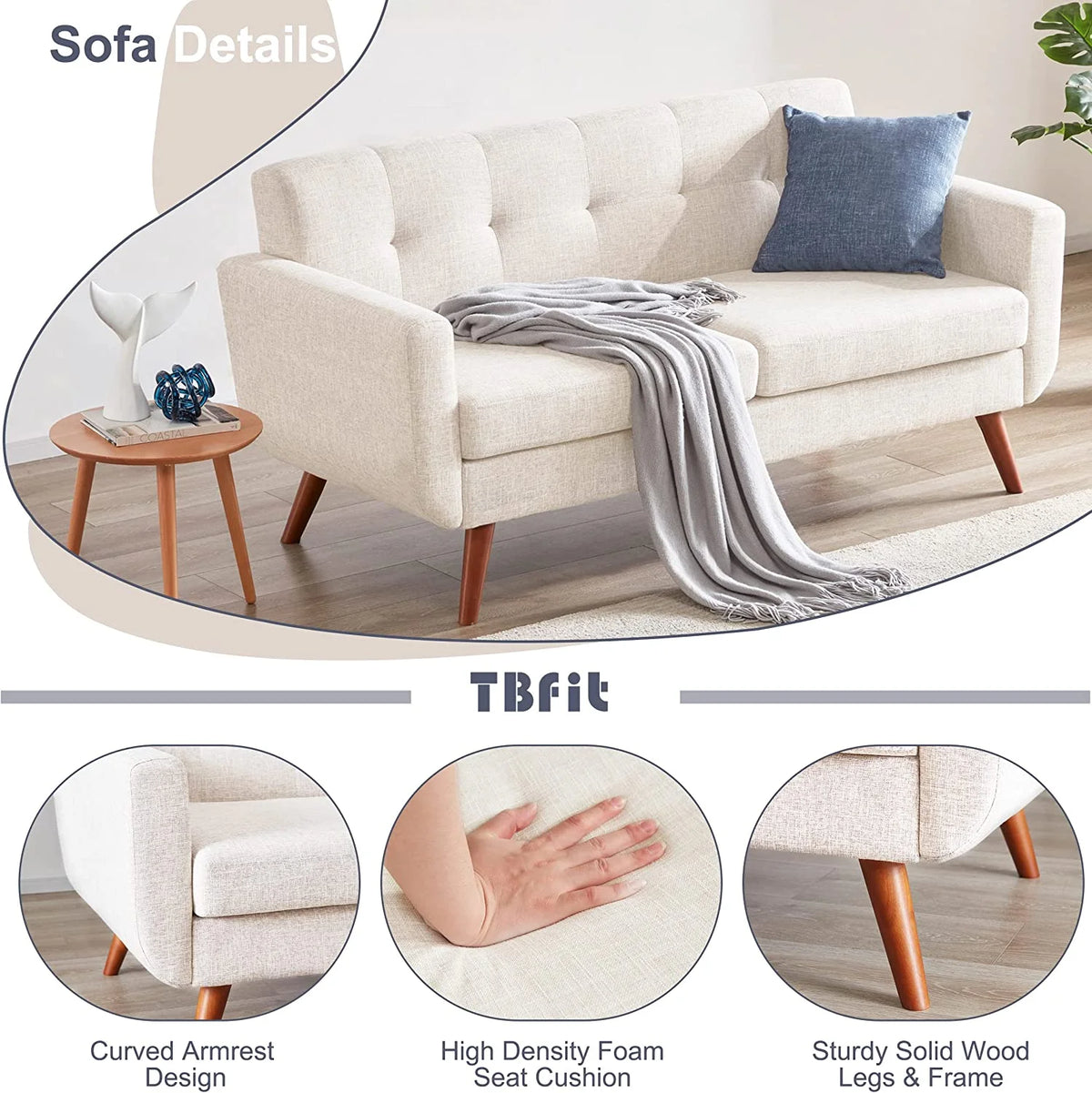 Beige Tufted Loveseat Sofa I72946