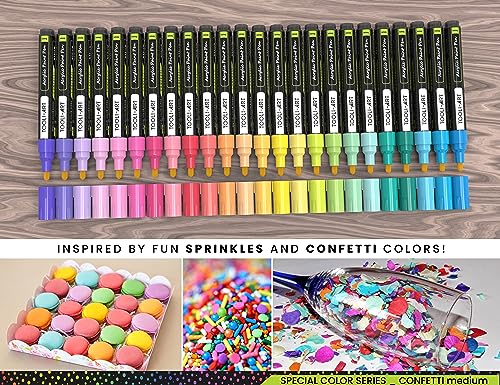 24 Neon Fluorescent Acrylic Paint Pens Markers Set 0.7mm Extra Fine Tip Non Toxic Waterbased G14982