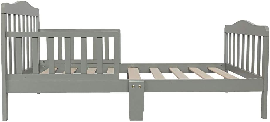 Gray Wooden Toddler Bed with Safety Guardrails B94426