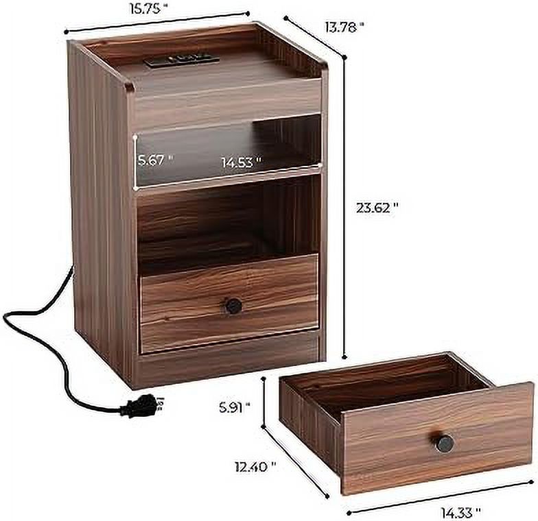 White 2 Drawer Nightstand with Charging Station R42495