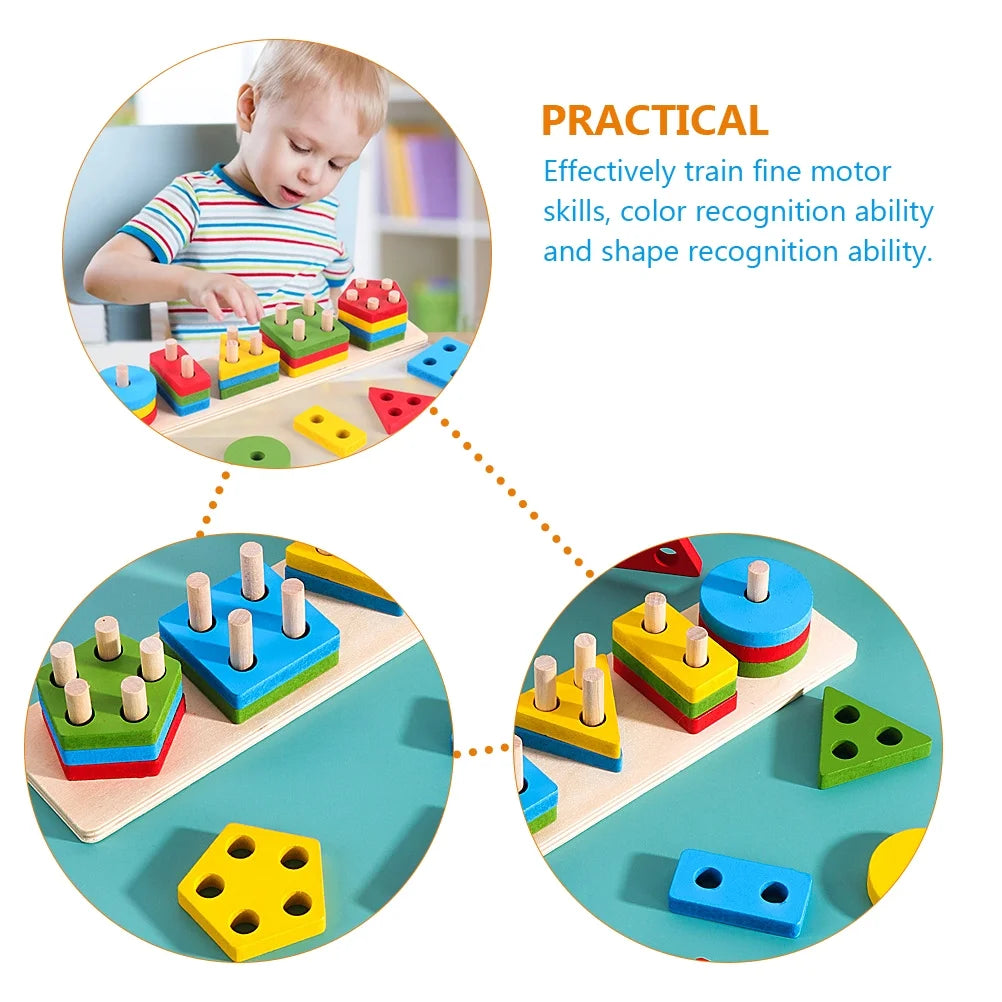 5 Sets Geometric Shape Matching Blocks Sorting Toys D293536