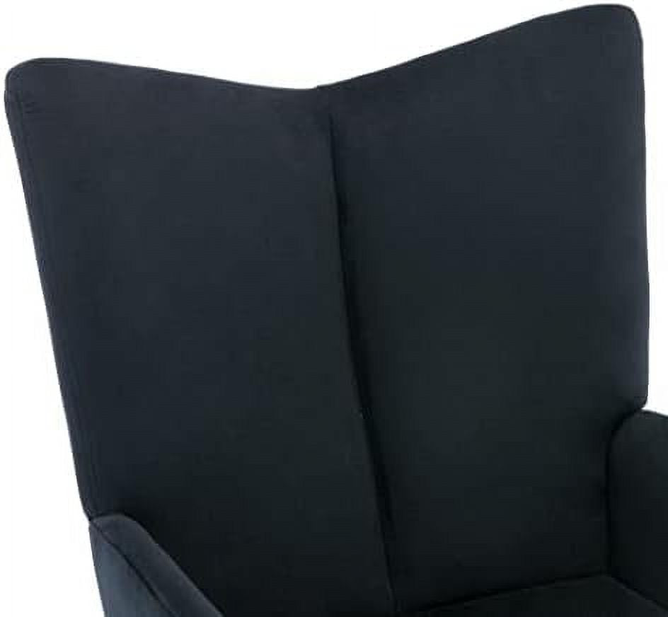 Black Velvet Upholstered Accent Chair with Ottoman L1099