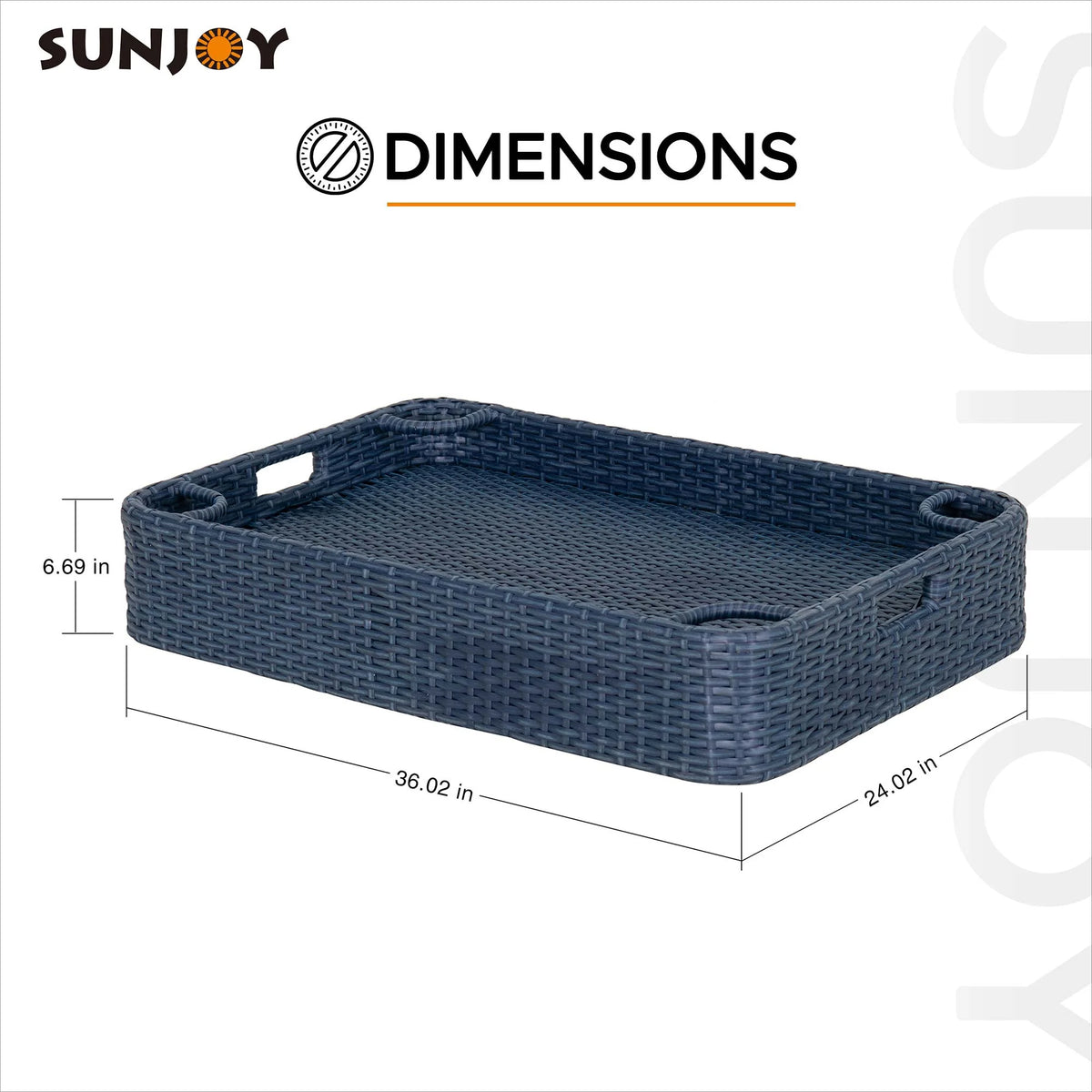 Navy Wicker Floating Pool Tray with Aluminum Frame T145411