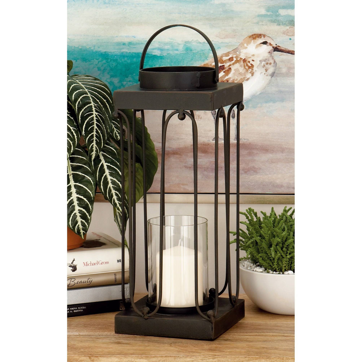 Metal Glass Candle Lantern Set of 2 V7784