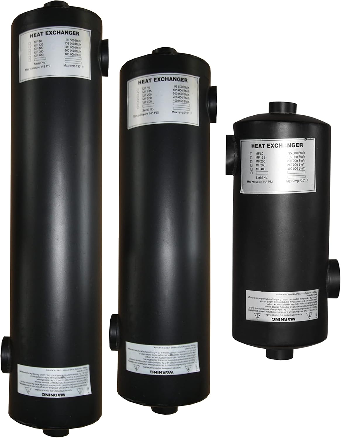 Shell and Tube Pool Heat Exchanger 95 kBtu Stainless Steel 304 1" FPT K35538