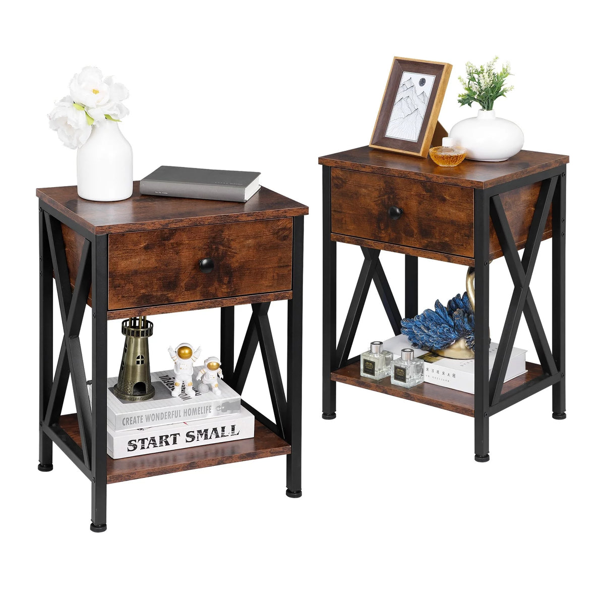 Brown Metal Frame End Table G438353