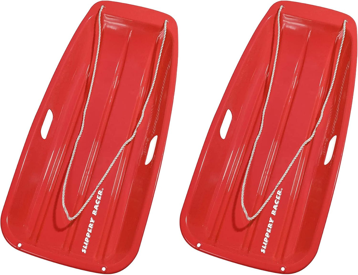Red 2 Pack Plastic Snow Sled with Pull Rope and Handles Q1633