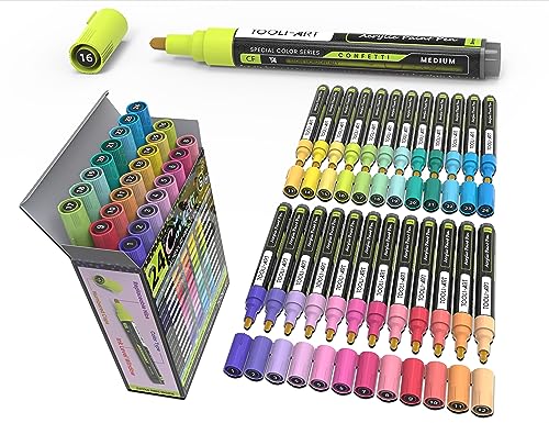 24 Neon Fluorescent Acrylic Paint Pens Markers Set 0.7mm Extra Fine Tip Non Toxic Waterbased G14982