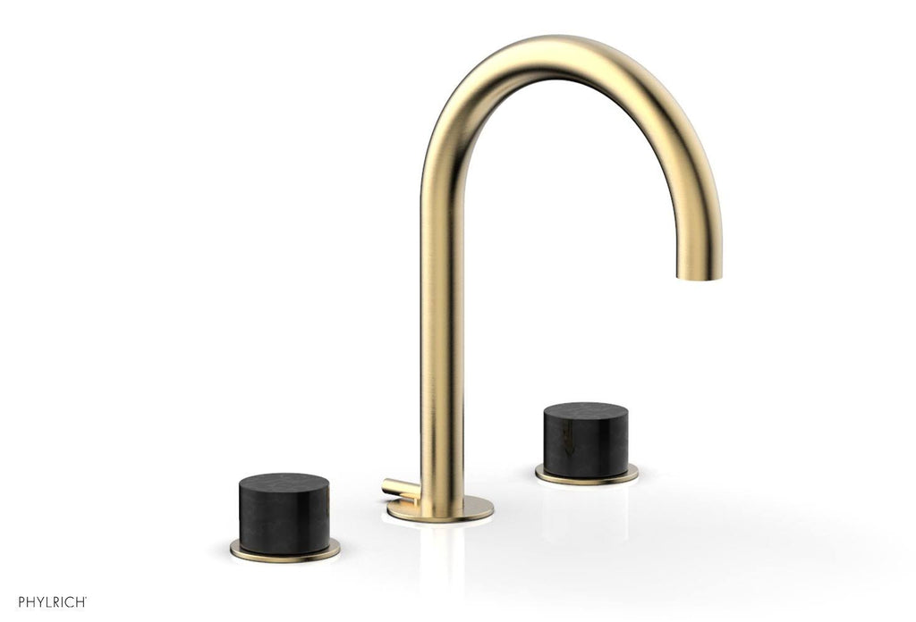 Satin Brass Widespread Bathroom Faucet with Drain Assembly R812
