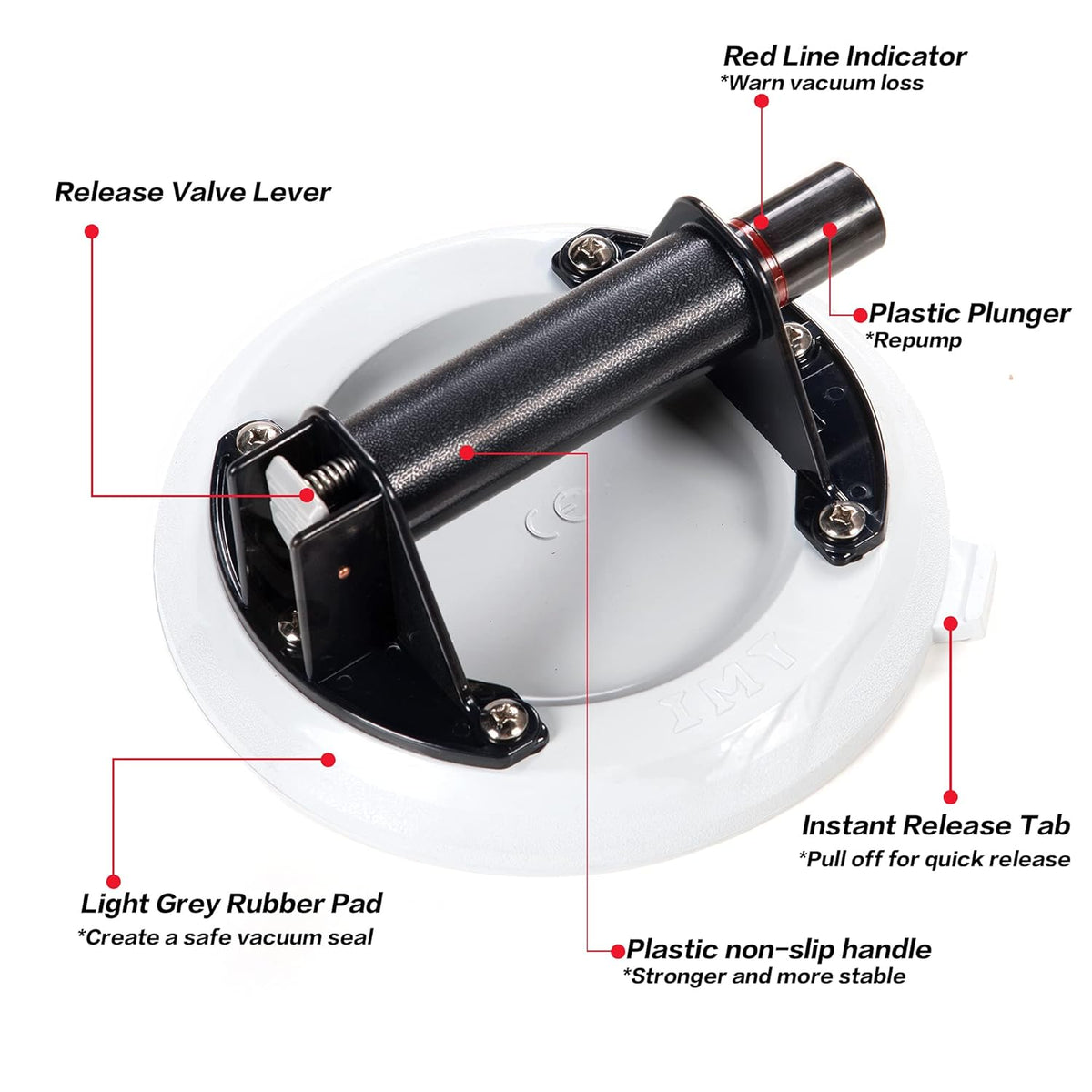 8 Glass Suction Cup with Handle and Pump O2829