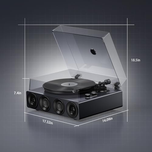 Piano Lacquer Grey Belt Drive 2-Speed Turntable with Built in Speakers Z928255