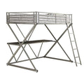 Silver Full Workstation Loft Bunk Bed with Desk L338658