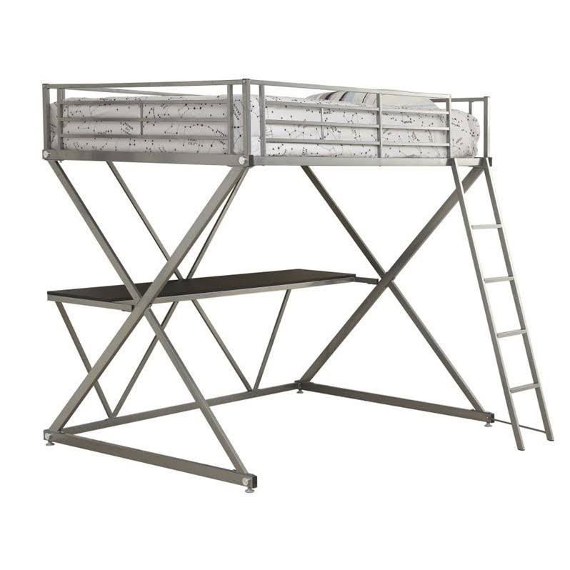 Silver Full Workstation Loft Bunk Bed with Desk L338658
