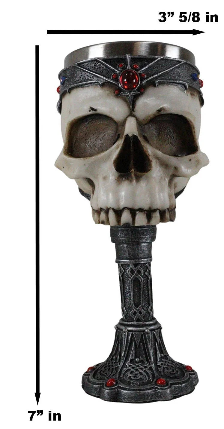 Cursed Skull With King Crown Gothic Wine Goblet Chalice Cup M650958