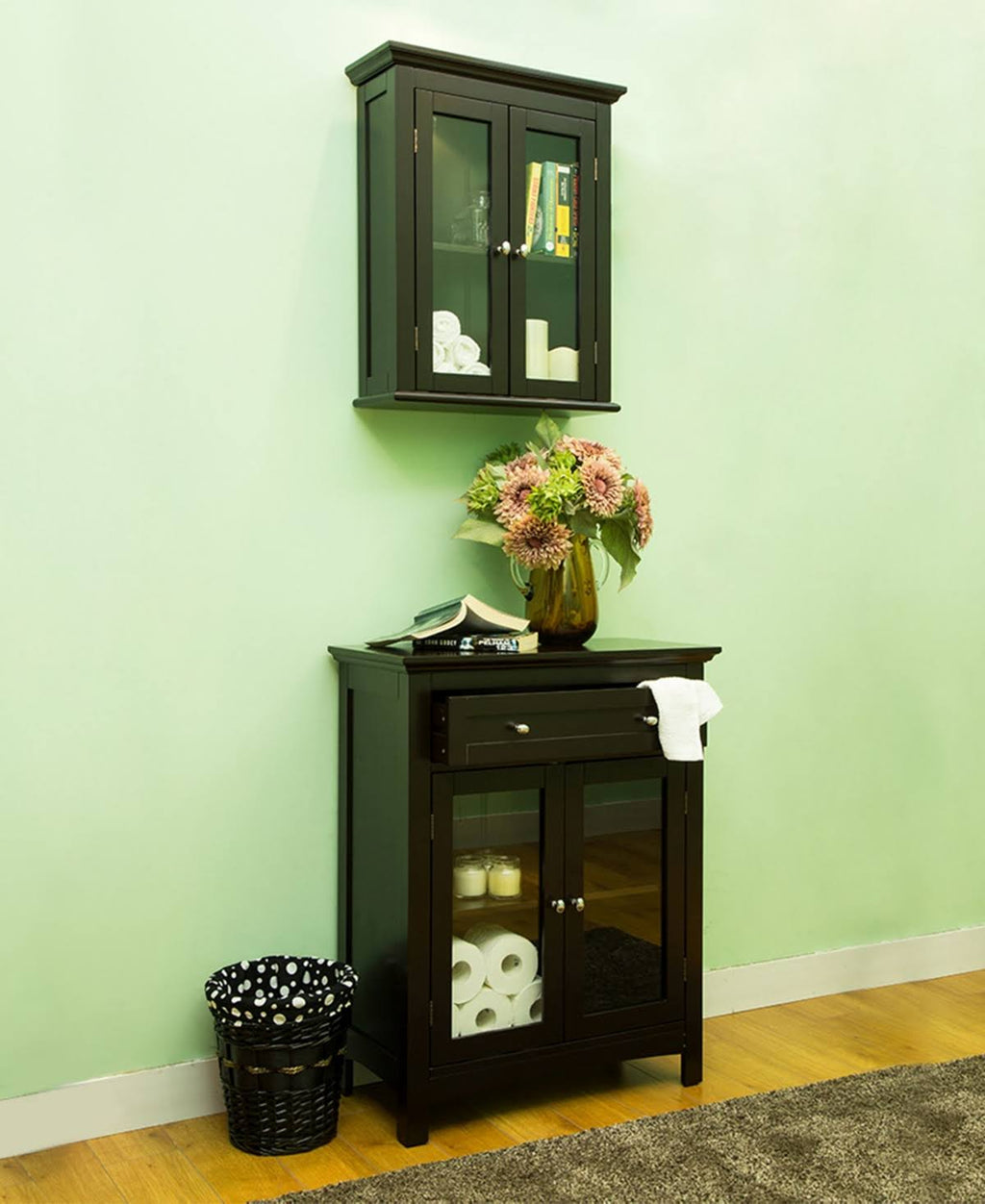 Wooden Wall Storage Cabinet with Double Doors N578